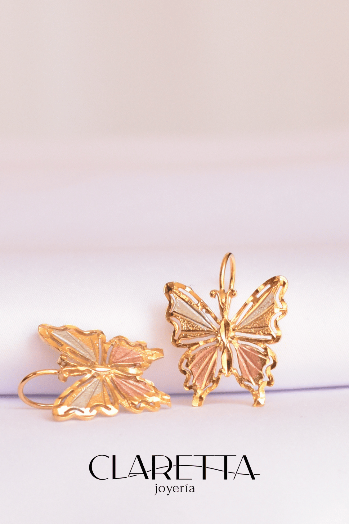 Aretes de Chapa de oro 14k de Mariposa
