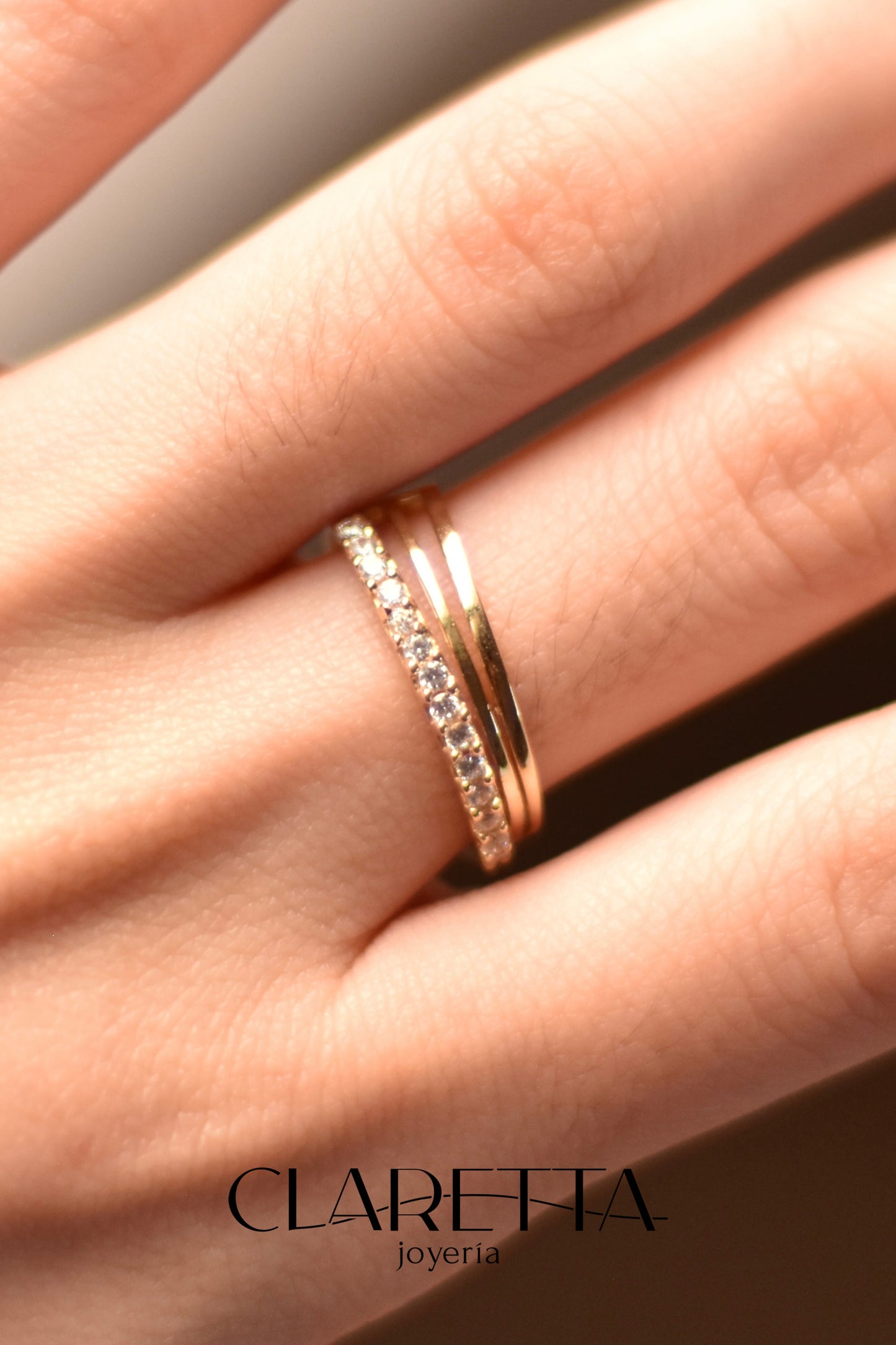 Anillo media churumbela y doble aro 10k