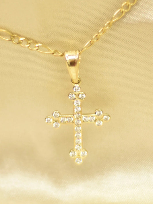 Cristo con zirconias incrustadas oro 10k