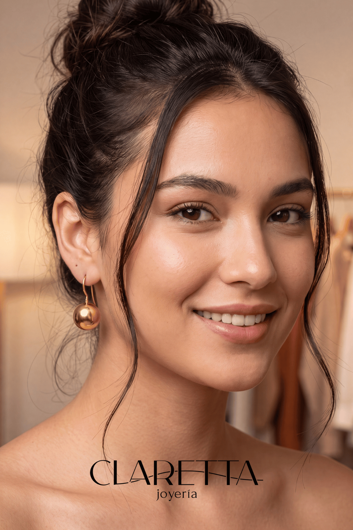 Aretes de Chapa de oro 14k de bola