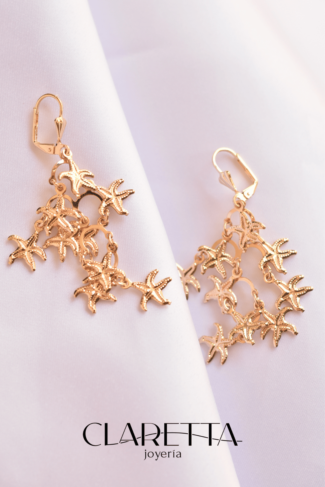 Huggies de Chapa de oro 14k de Estrella de mar colgante
