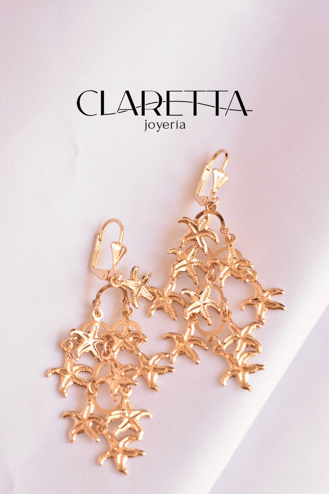 Huggies de Chapa de oro 14k de Estrella de mar colgante