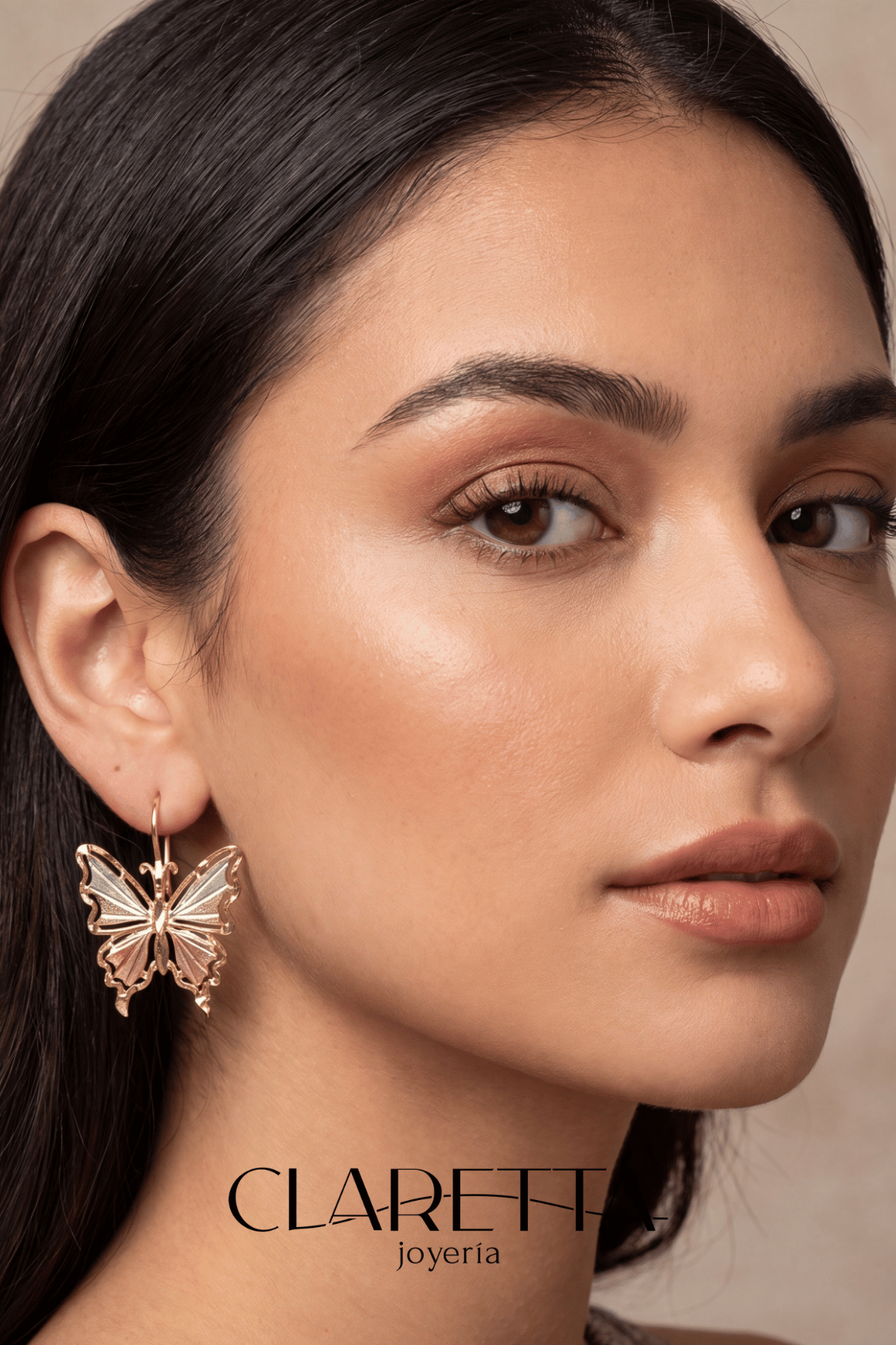 Aretes de Chapa de oro 14k de Mariposa
