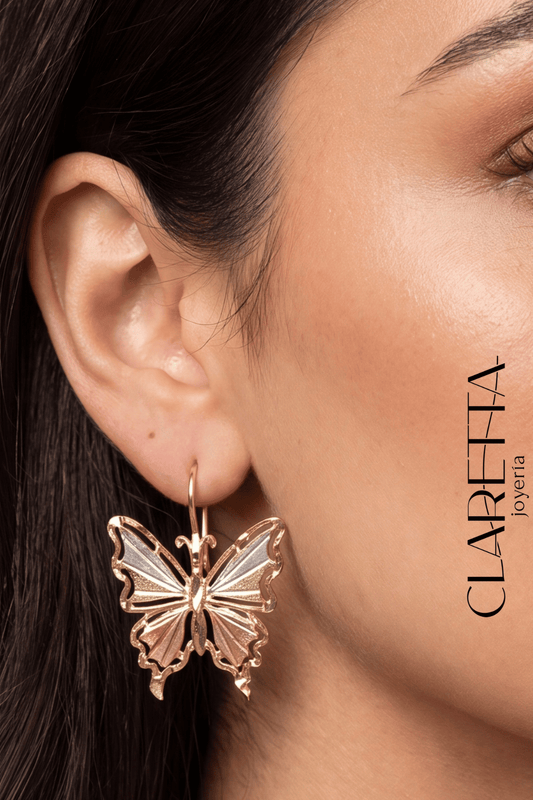 Aretes de Chapa de oro 14k de Mariposa