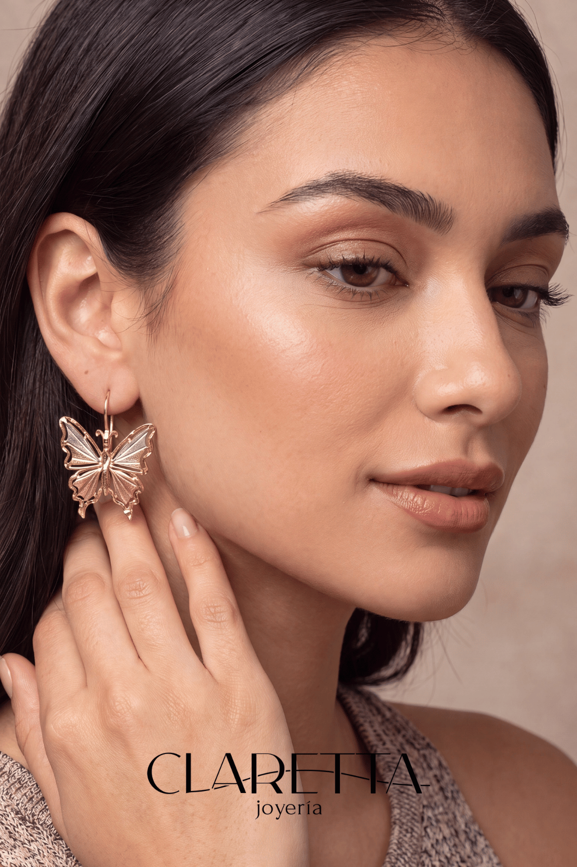 Aretes de Chapa de oro 14k de Mariposa