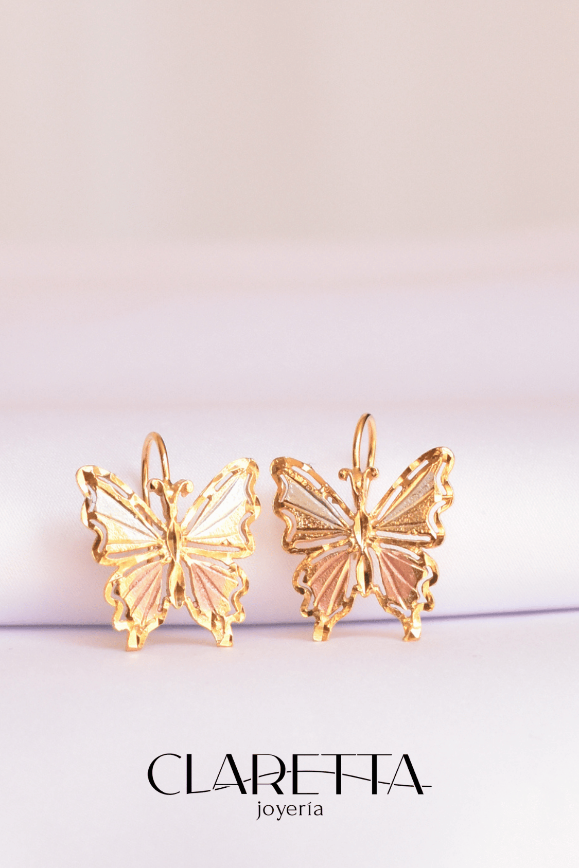 Aretes de Chapa de oro 14k de Mariposa