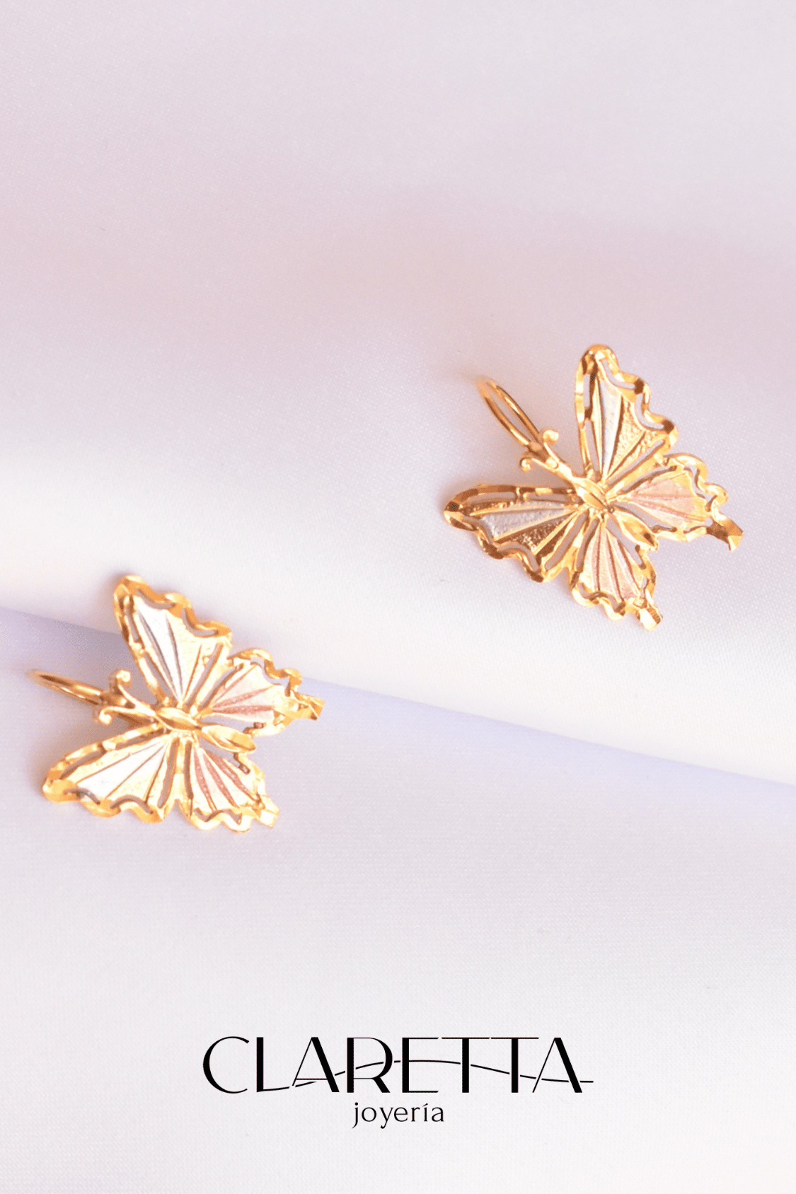 Aretes de Chapa de oro 14k de Mariposa