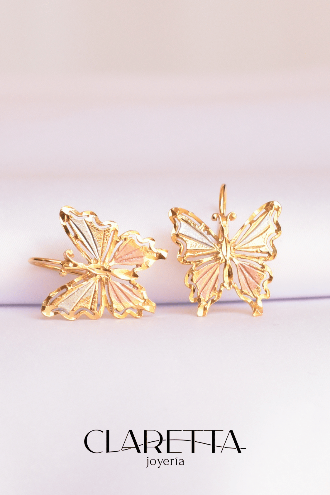 Aretes de Chapa de oro 14k de Mariposa