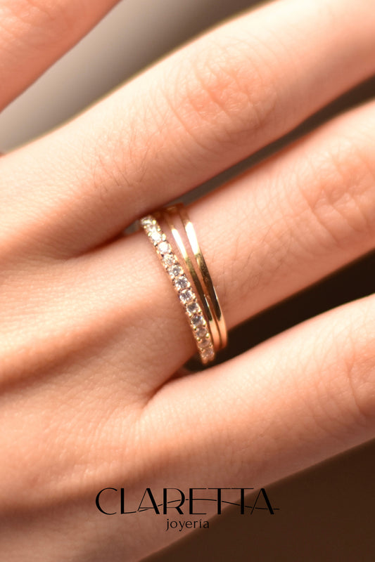 Anillo media churumbela y doble aro 10k