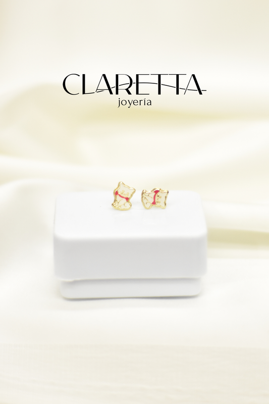 Broquel con forma de Gatitos Oro 10k