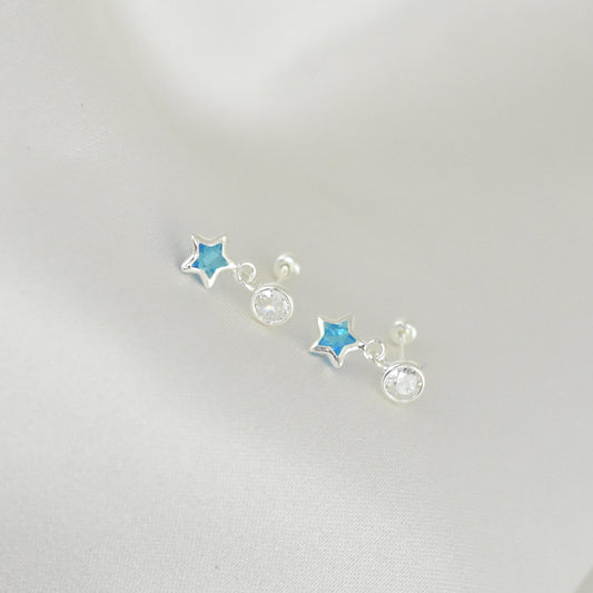 Broquel Colgante Estrella con Circonita cúbica azul