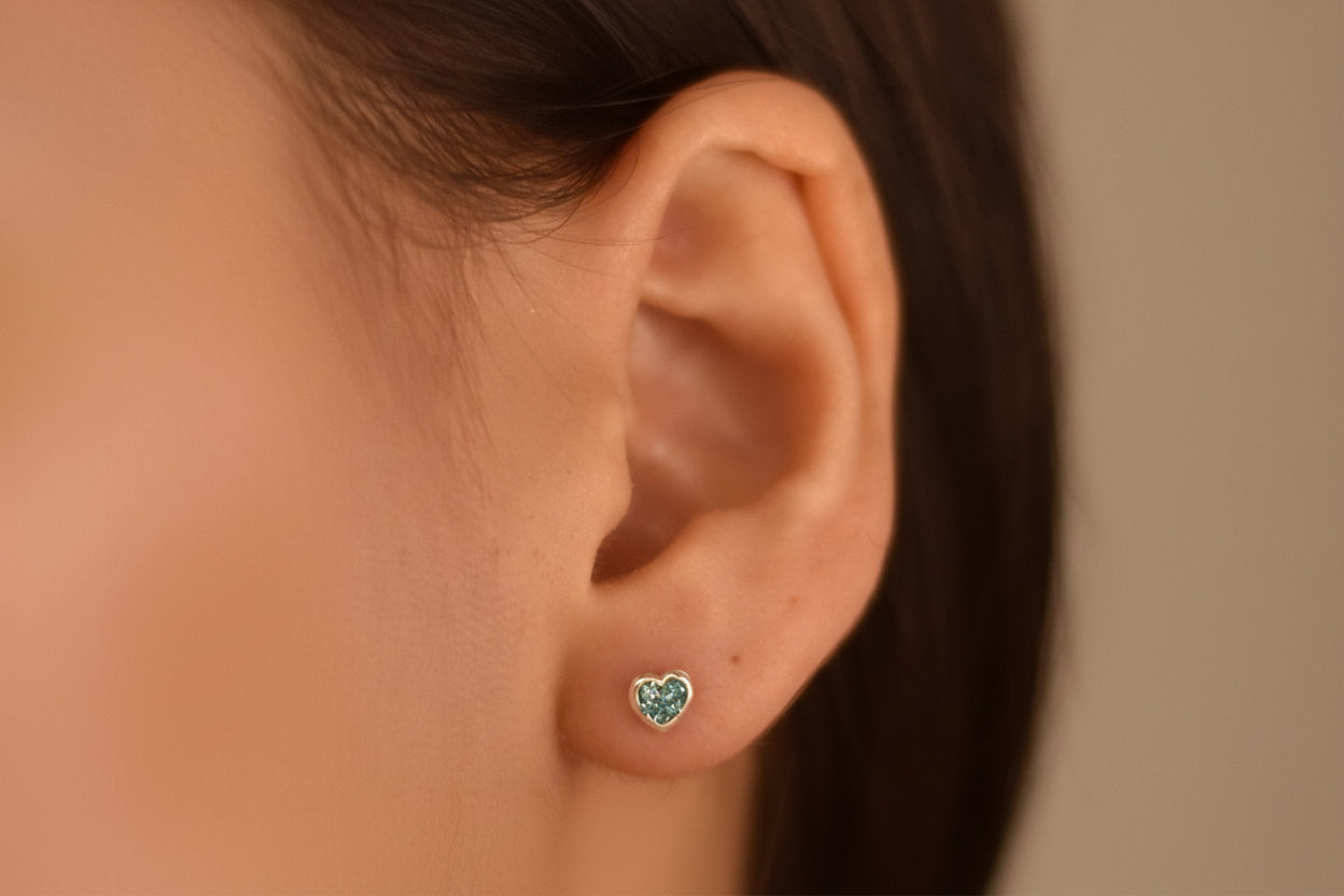 Broquel Plata .925 Corazón Azul