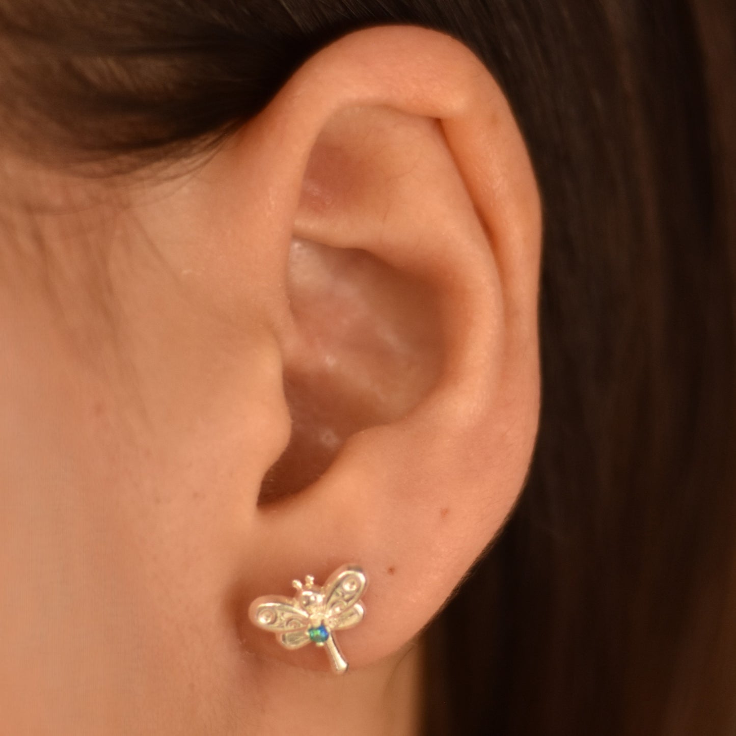 Broquel Plata .925 Mariposa con Circonita cúbica Tornasol